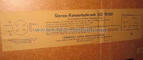 Stereo-Konzertschrank SO11/60; Grundig Radio- (ID = 611242) Radio
