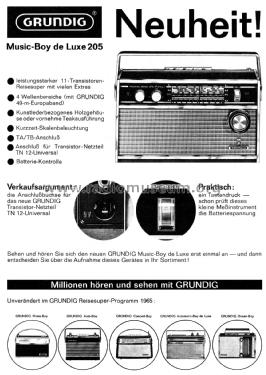 Music-Boy de Luxe 205; Grundig Radio- (ID = 2033735) Radio