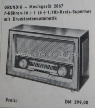 Musikgerät 2067; Grundig Radio- (ID = 94619) Radio