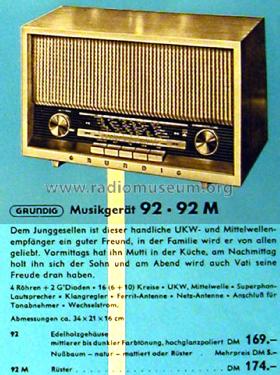 Musikgerät 92M; Grundig Radio- (ID = 2614609) Radio