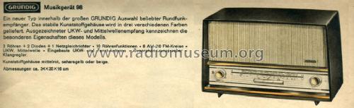 Musikgerät 98; Grundig Radio- (ID = 1097757) Radio