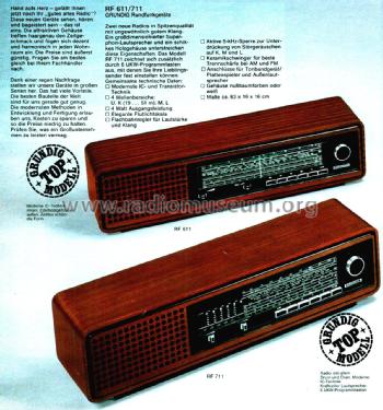 Musikgerät RF711 Ch= RC201 A/P; Grundig Radio- (ID = 2626879) Radio