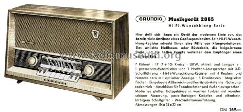 Musikgerät Zauberklang 2065; Grundig Radio- (ID = 2403687) Radio