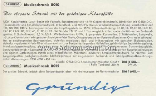 Musikschrank 8012; Grundig Radio- (ID = 6558) Radio