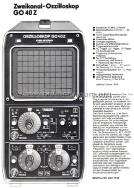 Oszilloskop GO40Z; Grundig Radio- (ID = 2406831) Equipment