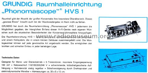 Raumhall-Einrichtung HVS1; Grundig Radio- (ID = 2866222) Misc
