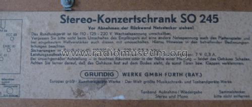 Stereo-Konzertschrank SO245; Grundig Radio- (ID = 998422) Radio