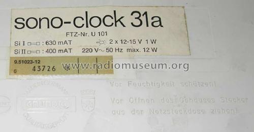 sono-clock 31a; Grundig Radio- (ID = 420170) Radio