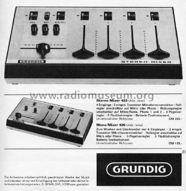 Stereo-Mixer 422; Grundig Radio- (ID = 2036763) Ampl/Mixer