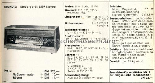 Steuergerät 5299 Stereo; Grundig Radio- (ID = 2216355) Radio