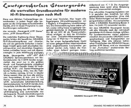 Steuergerät 6199 Stereo; Grundig Radio- (ID = 2702453) Radio