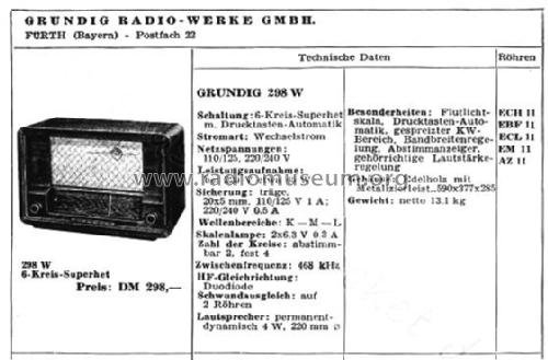 Super 298W; Grundig Radio- (ID = 2343899) Radio