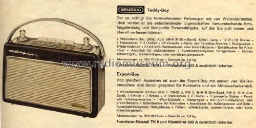 Teddy-Boy 203; Grundig Radio- (ID = 1098110) Radio