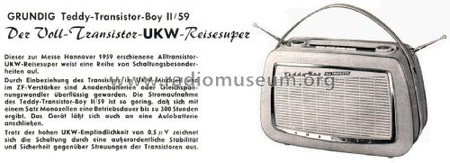 Teddy-Transistor-Boy II/59; Grundig Radio- (ID = 2399315) Radio