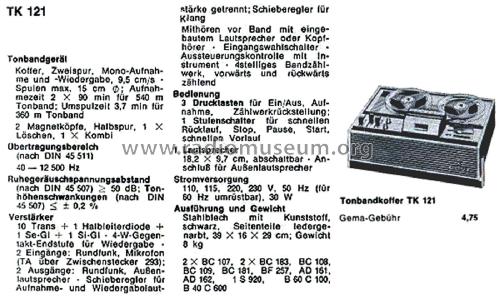 TK121; Grundig Radio- (ID = 2862431) Ton-Bild