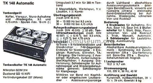 TK148 Automatic; Grundig Radio- (ID = 2867148) R-Player