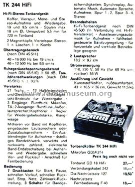 TK244 HiFi; Grundig Radio- (ID = 2870280) Enrég.-R