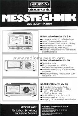 Universalvoltmeter UV40; Grundig Radio- (ID = 1004100) Equipment