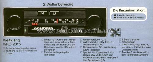 Weltklang WKC2015; Grundig Radio- (ID = 2071024) Car Radio