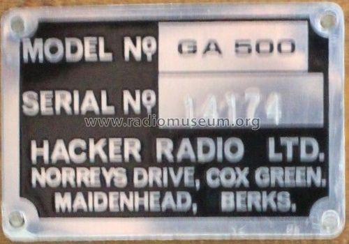 Centurion Mk II GA500 / GA500A; Hacker Radio Ltd., (ID = 2074279) Sonido-V