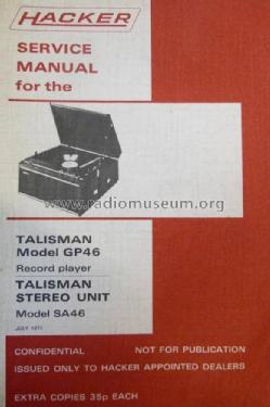 Talisman Stereo Unit SA46; Hacker Radio Ltd., (ID = 1770700) Speaker-P