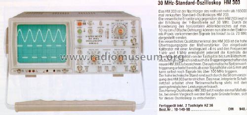 Oscilloscope HM-303; HAMEG GmbH, (ID = 1702106) Equipment