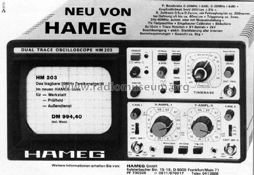 Oszilloskop HM203; HAMEG GmbH, (ID = 485496) Equipment