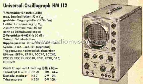 Oszilloskop HM-112; HAMEG GmbH, (ID = 1278163) Ausrüstung