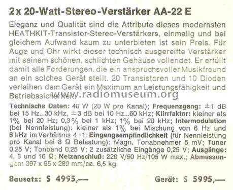 AA-22E; Heathkit Brand, (ID = 745206) Ampl/Mixer
