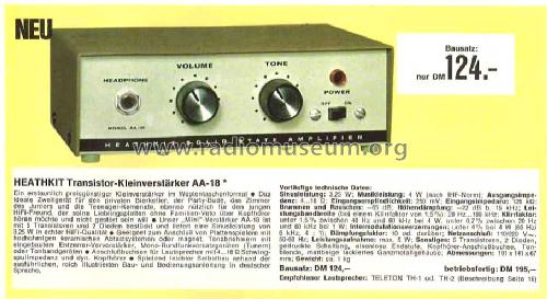 Amplifier AA-18; Heathkit Brand, (ID = 758000) Ampl/Mixer