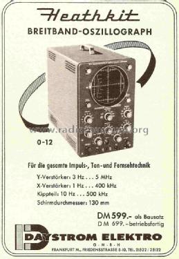 Laboratory Oscilloscope O-12 ; Heathkit Brand, (ID = 716227) Equipment