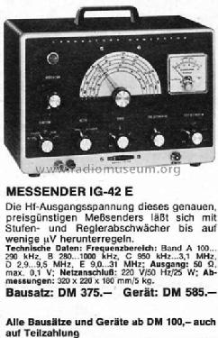 Laboratory Signal Generator IG-42E; Heathkit Brand, (ID = 294086) Ausrüstung