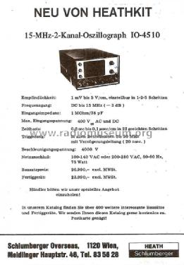 Oszillograph IO-4510; Heathkit Brand, (ID = 779147) Equipment