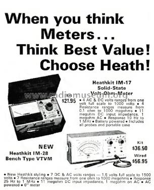 Vacuum Tube Voltmeter IM-28; Heathkit Brand, (ID = 1816946) Equipment