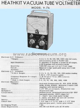 Vacuum tube voltmeter V-7A; Heathkit Brand, (ID = 744433) Equipment