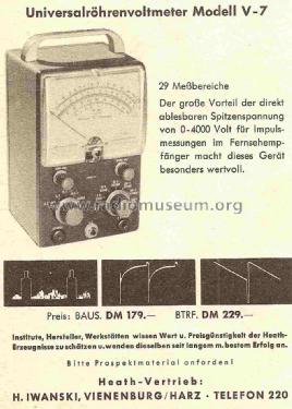 Vacuum tube voltmeter V-7A; Heathkit Brand, (ID = 1028304) Equipment