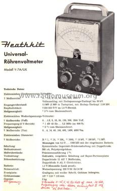 Valve Voltmeter V-7A/UK; Heathkit UK by (ID = 2235812) Equipment