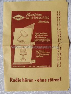 Radiolampe - Kombinierte Radio-Transistor Leuchte - Tütenschirm 502a; Heiru; Wien und (ID = 759465) Radio