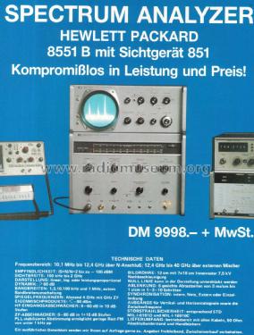Spectrum Analyzer System 8551A/851A; Hewlett-Packard, HP; (ID = 1969434) Equipment
