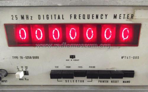 25 MHz Digital Frequency Meter TR-5258/D009; Hiradástechnika (ID = 1735096) Equipment