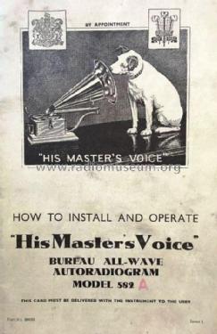 Bureau All-Wave Autoradiogram 582; His Master's Voice (ID = 2063000) Radio