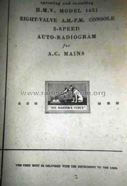 Radiogram 1621; His Master's Voice (ID = 2094355) Radio
