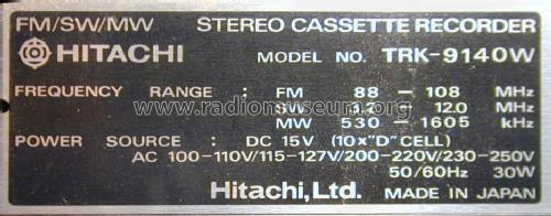 High Fidelity Stereo Sound System TRK-9140W; Hitachi Ltd.; Tokyo (ID = 1335234) Radio