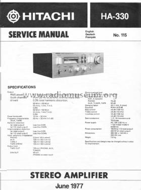 Stereo Amplifier HA-330; Hitachi Ltd.; Tokyo (ID = 1785823) Ampl/Mixer