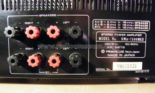 Stereo Power Amplifier HMA 7500 MK II ; Hitachi Ltd.; Tokyo (ID = 1214254) Ampl/Mixer