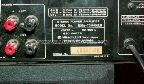 Stereo Power Amplifier HMA 7500 MK II ; Hitachi Ltd.; Tokyo (ID = 1589883) Ampl/Mixer