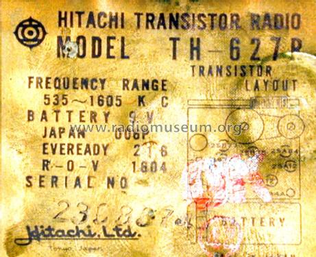 Transistor 6 TH-627R; Hitachi Ltd.; Tokyo (ID = 1167853) Radio
