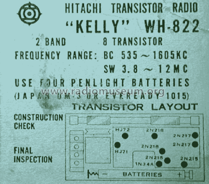 Kelly WH-822; Hitachi Ltd.; Tokyo (ID = 825427) Radio