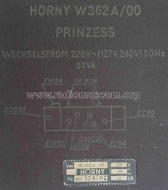Prinzess W362A /00 /70; Horny Hornyphon; (ID = 2042667) Radio