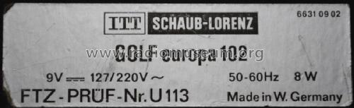 GOLF europa 102 52140173; ITT Schaub-Lorenz (ID = 2690716) Radio